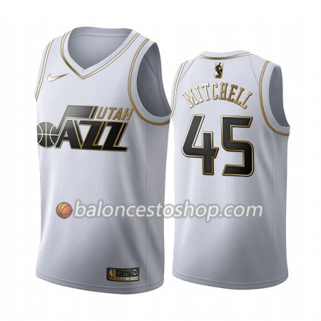 Camiseta Hombre NBA Utah Jazz Donovan Mitchell 45 2019-20 Nike Blanco Golden Edition Swingman